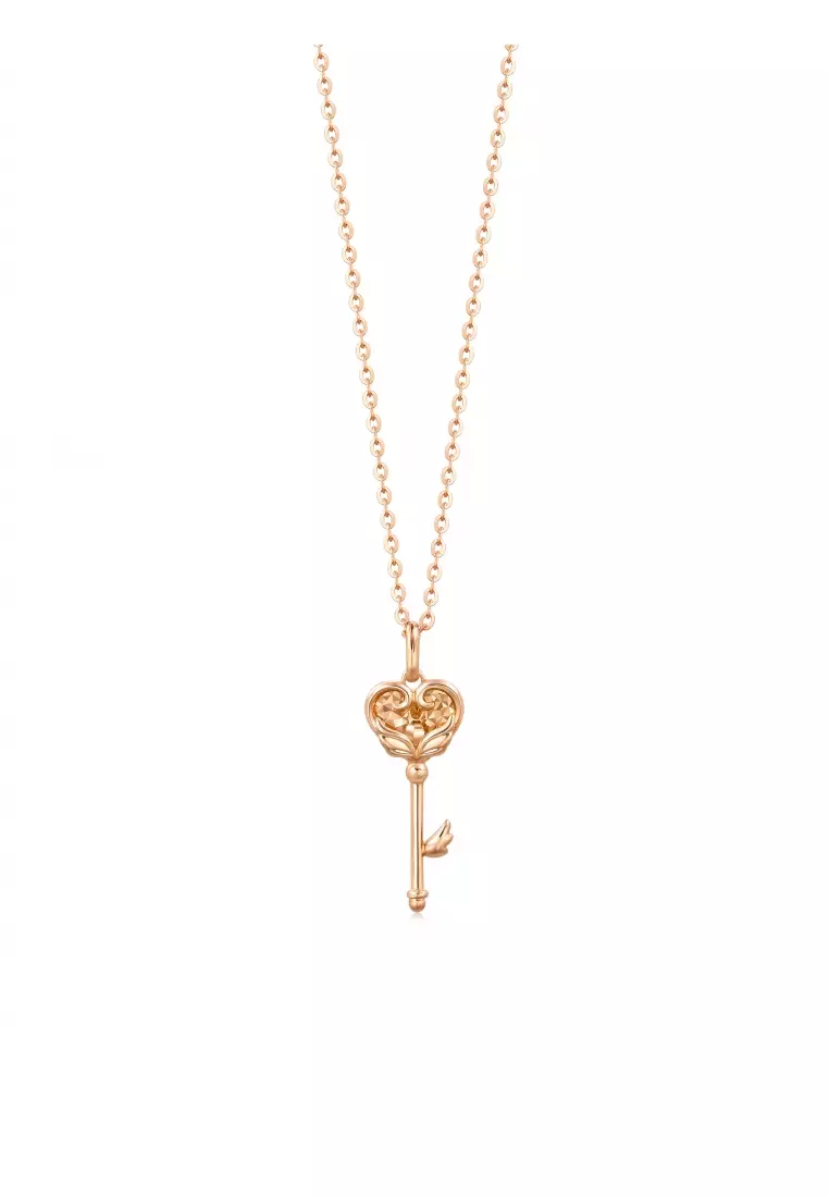 Delicate Gold 18K Rose Gold Romantic Hearted Key Pendants for Women 92776P (Necklace not included)
