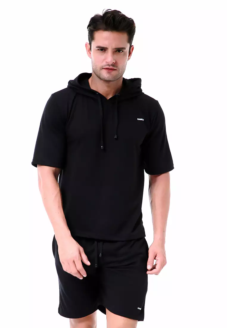 Vincent Setelan Hoodie Pria Sweatshirt Set Casual Motif Polos Material Baby Terry ORIGINAL - Black