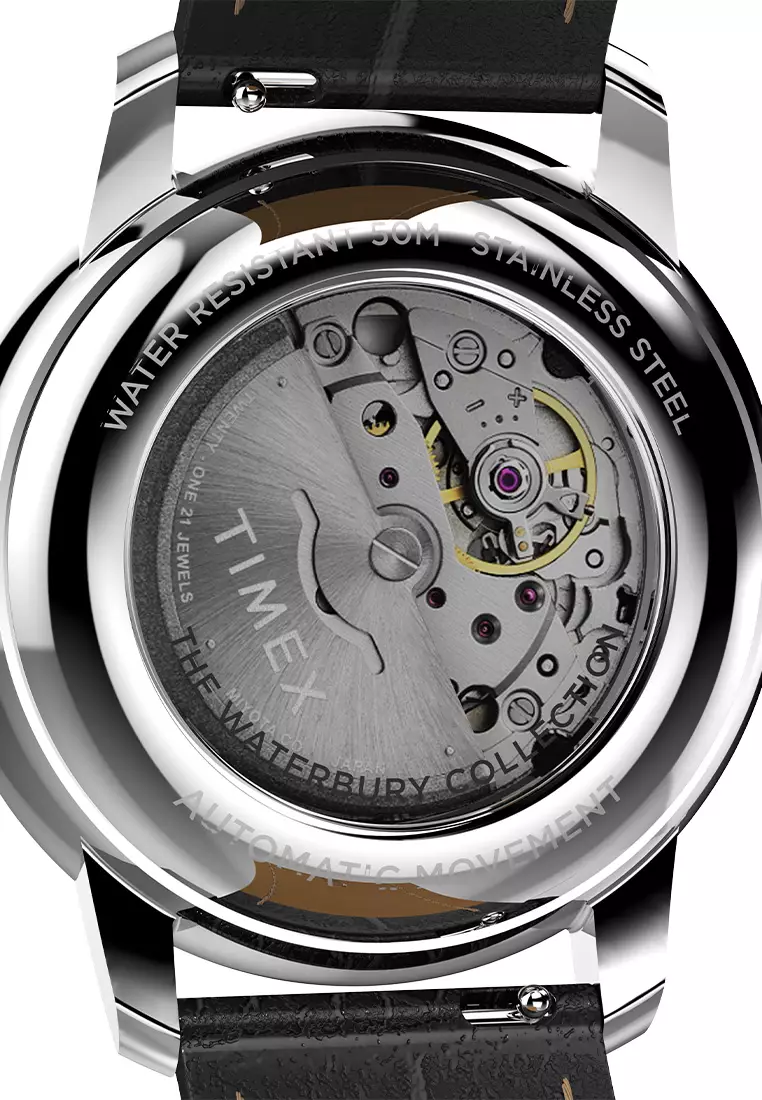 Timex Waterbury Metropolitan Black Leather Analog Automatic Watch For Men TW2Y23000