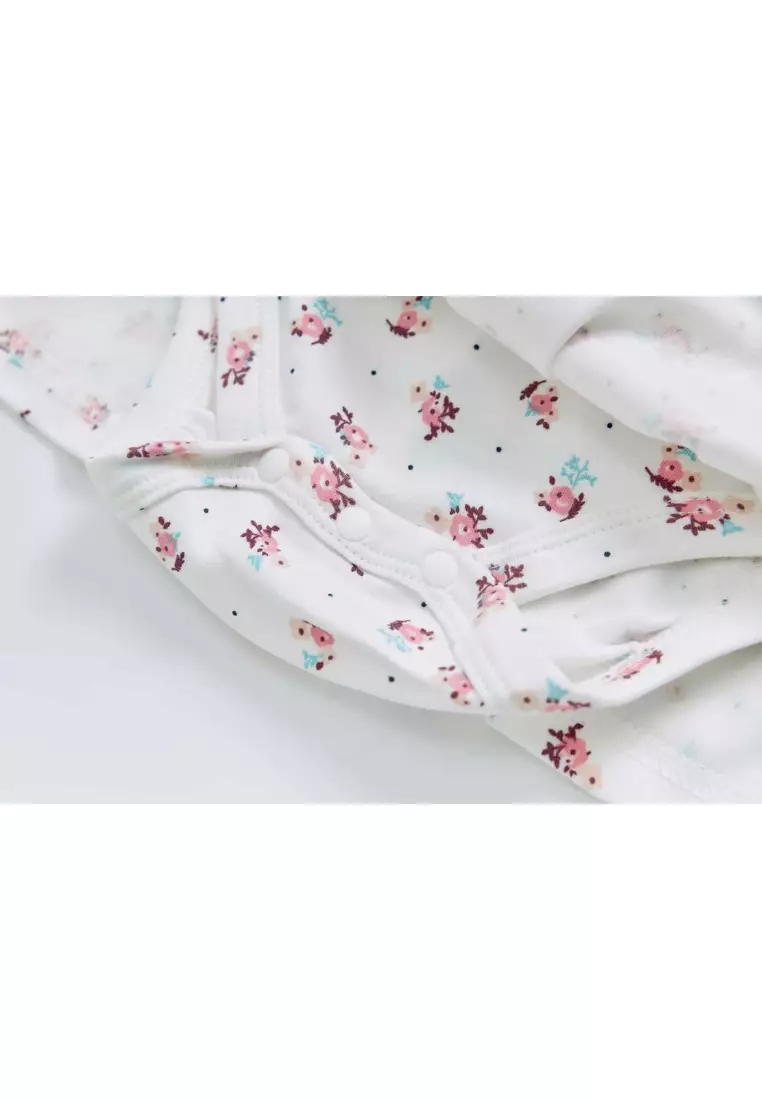 嬰兒女孩花束連身裙裝及粉色條紋開襟羊毛衫兩件套裝