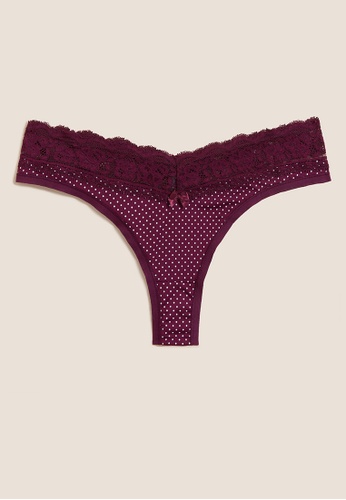 MARKS & SPENCER red M&S Printed Tanga Miami Knickers A7774US5CF5335GS_1