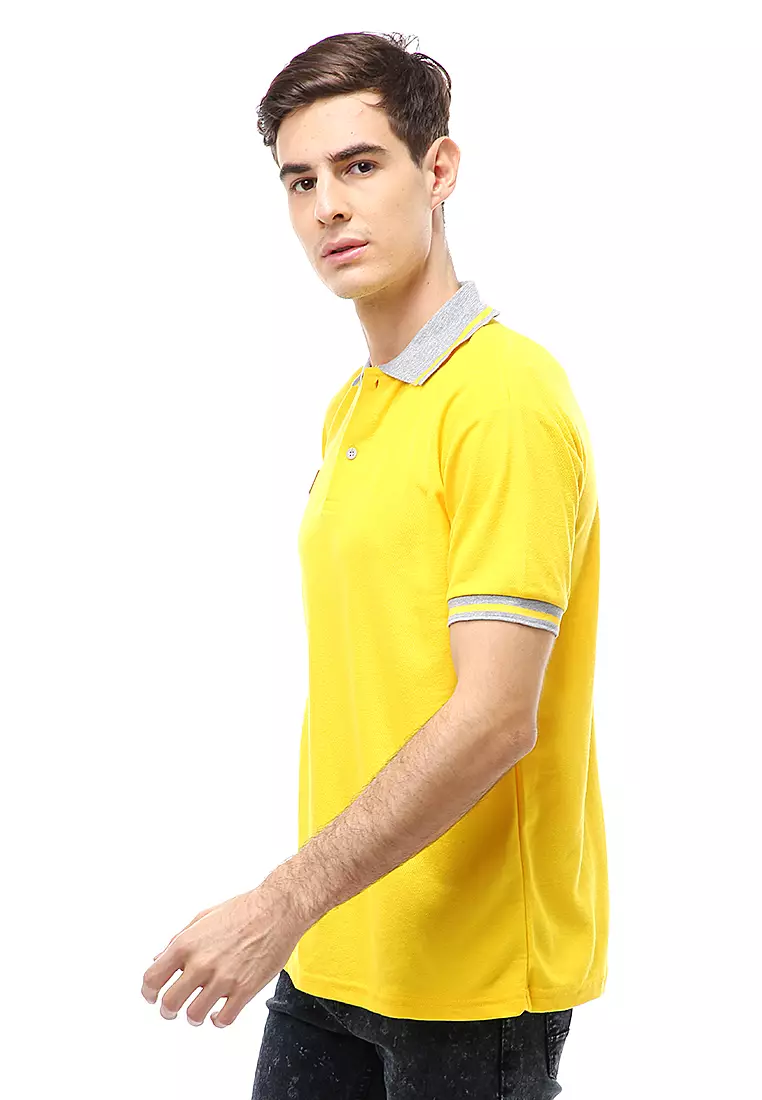 Jack T-Shirt Atasan Kasual Kaos Polos Pria Kerah Lengan Pendek Material Cotton ORIGINAL - Yellow