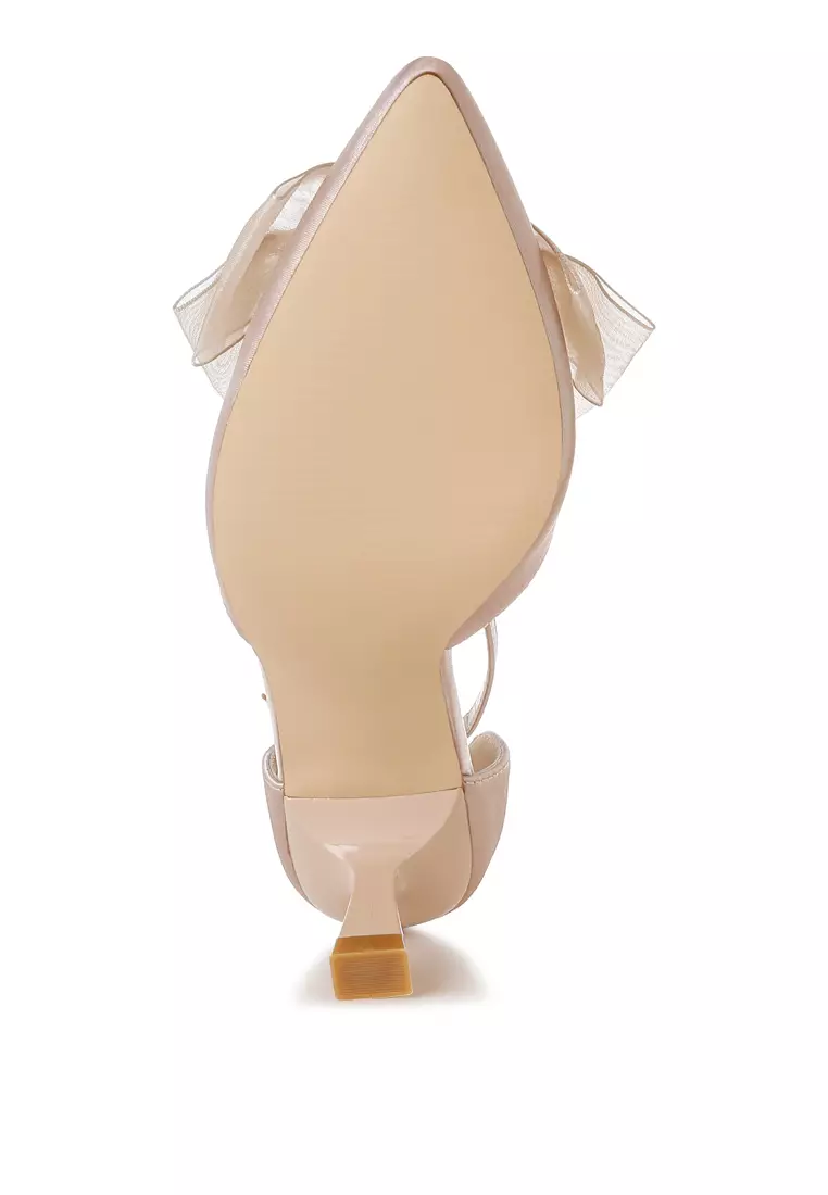 Sandal Satin Detail Pita Warna Beige