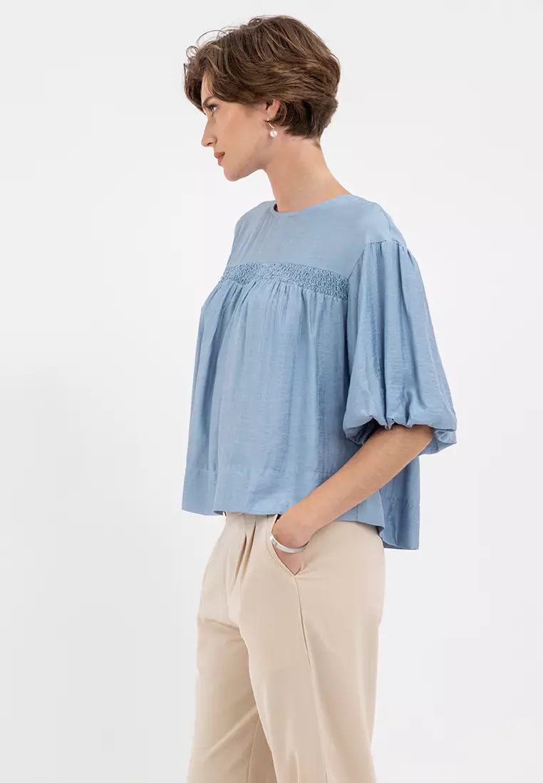 DESMOND Front Smocked Filipiniana Blouse