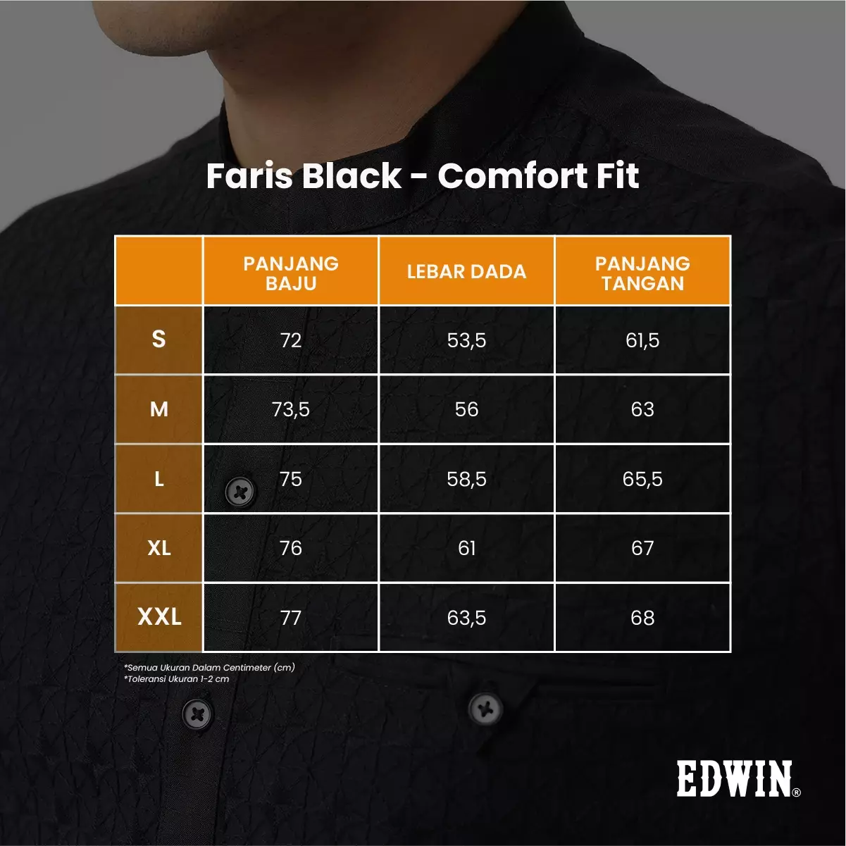 Kemeja Koko Pria Lengan Panjang FARIS BLACK Baju Muslim Pria