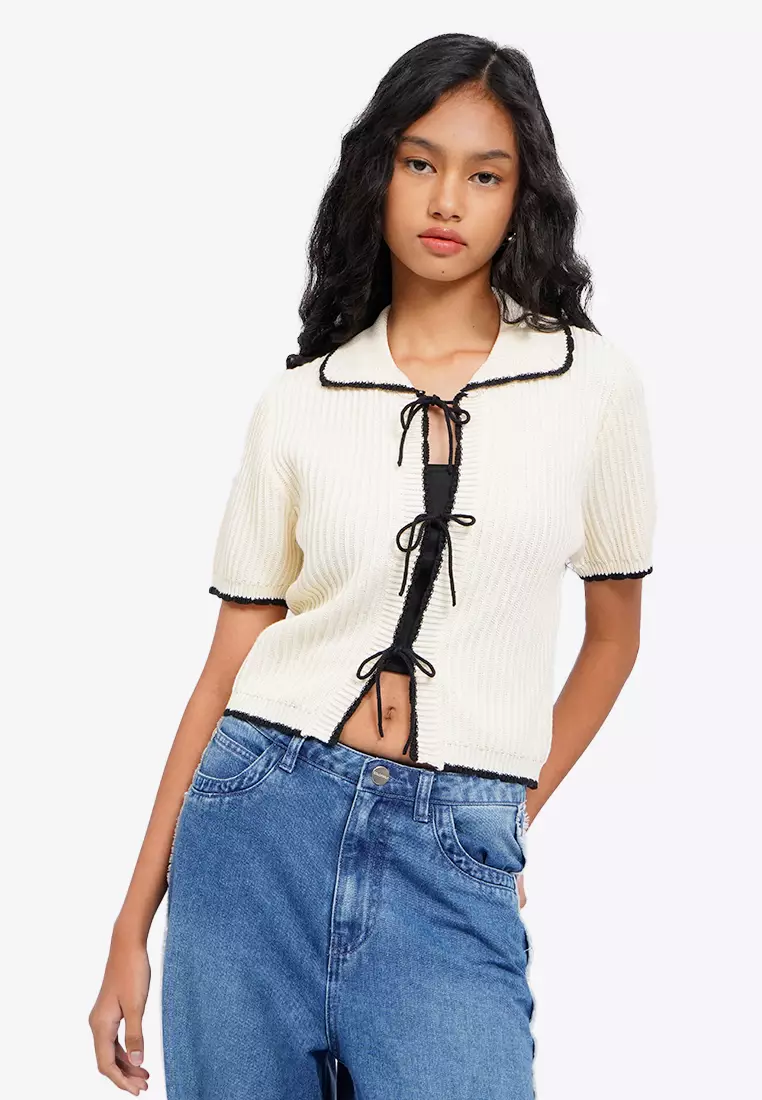 Contrast Hem Short Sleeve Top