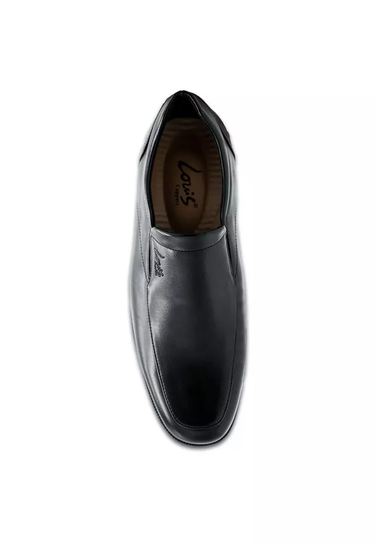 Mens black leather sales slip on shoes