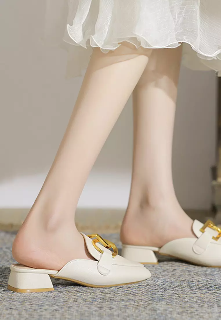 フラットシューズ ^custommade^ 3cm Strap Buckle Round Toe Flat Mule Vanessa CW Twenty Eight Shoes VANSA Fashion Buckle Flat Mules VSW-CVC-9