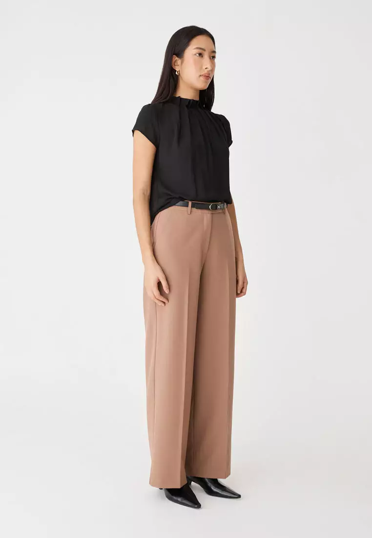 Olivia Pleated High Neck Top