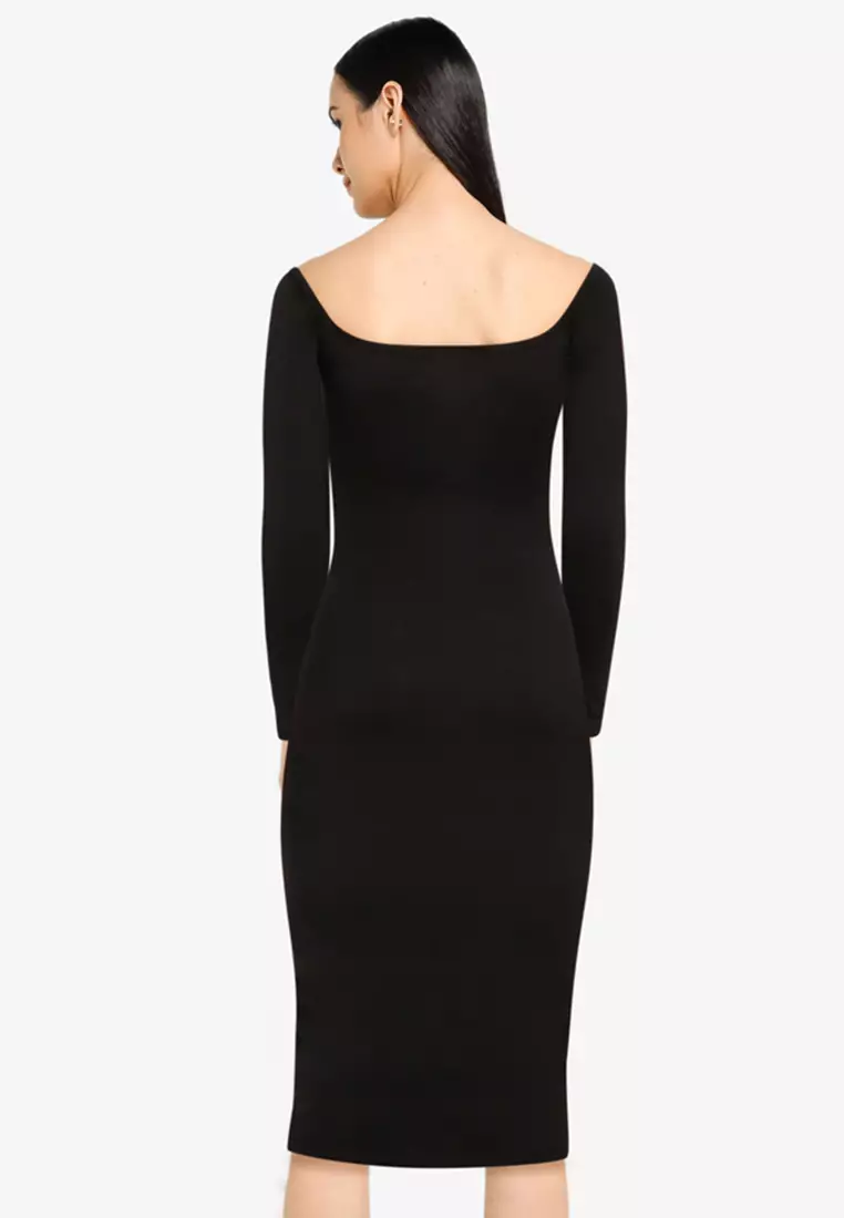 Missguided black off the shoulder clearance dress