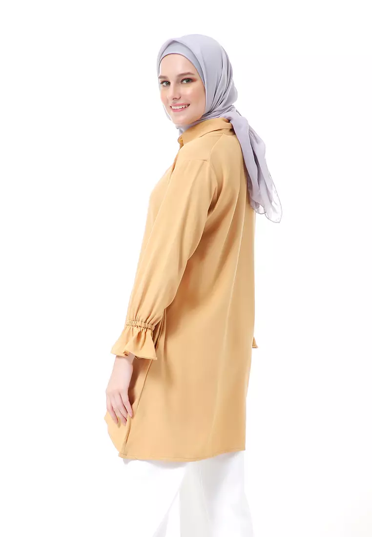 Aleina Blouse Muslimah Atasan Wanita Long Sleeve Premium High Quality - Lime