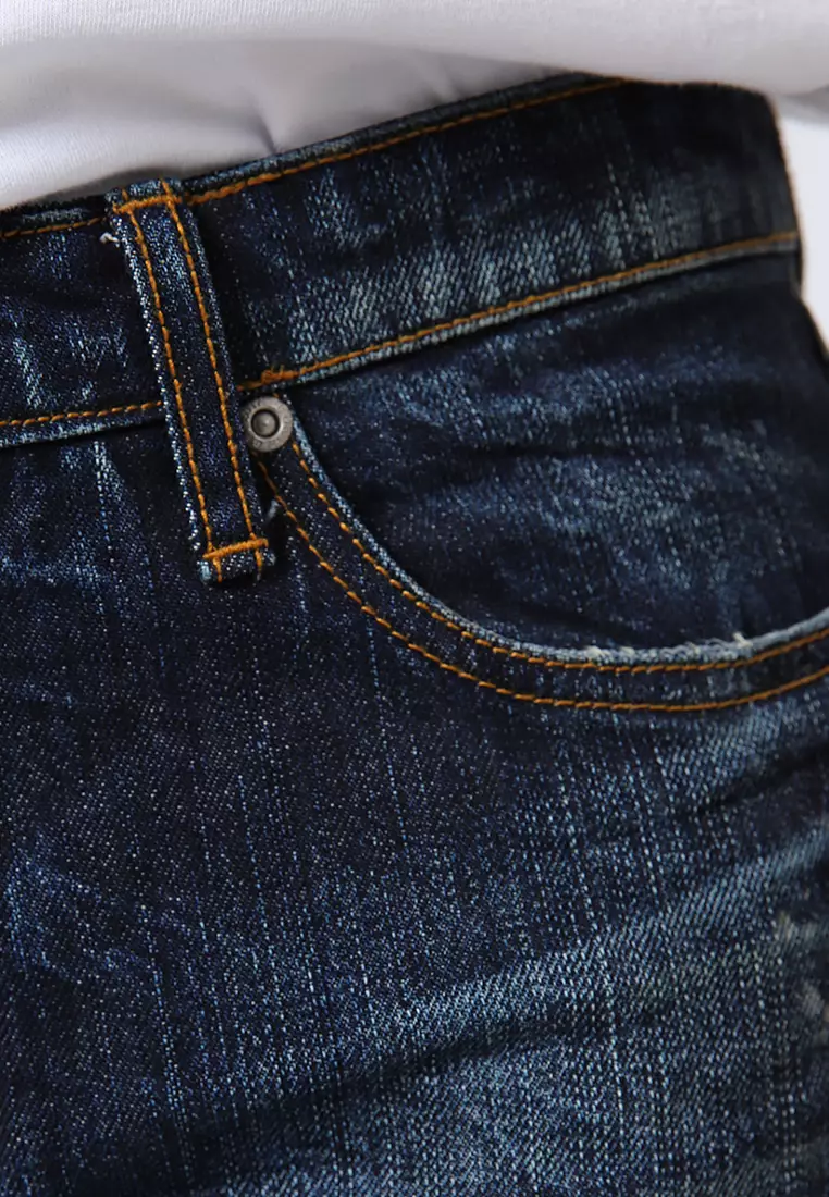 801 Reguler Fit Handcrafted Jeans BLUE SCRAPE - Celana Panjang Denim Pria