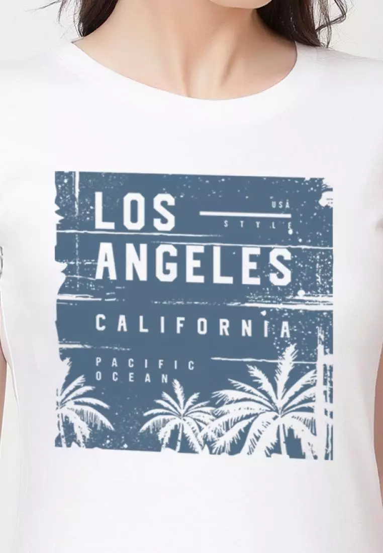 Urban Print Relaxed Short Sleeve Stylish White Cotton Casual Graphic Print Tee/TShirt