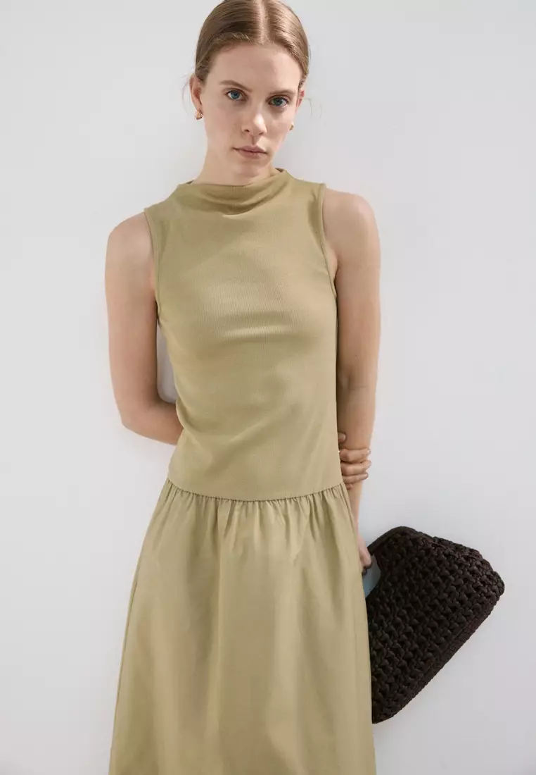 Contrast-Bodice Dress