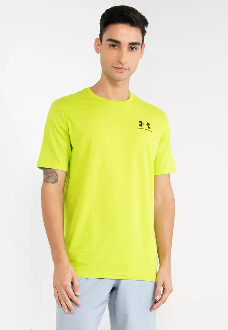 UNDER ARMOUR Men Green Solid Charged Cotton Left Chest Lockup T-shirt