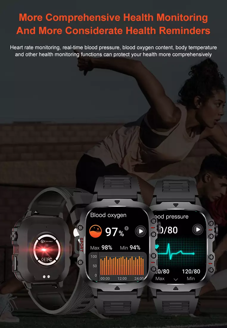 Smart Watch QX11 1.96 inch Full screen touch Long Time Battery Multiple sports modes Jam Pintar Khaki