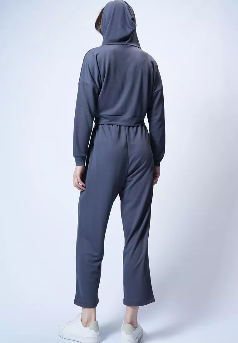 Hooded Double Breasted Loose Cut Modal Bottom Top Set