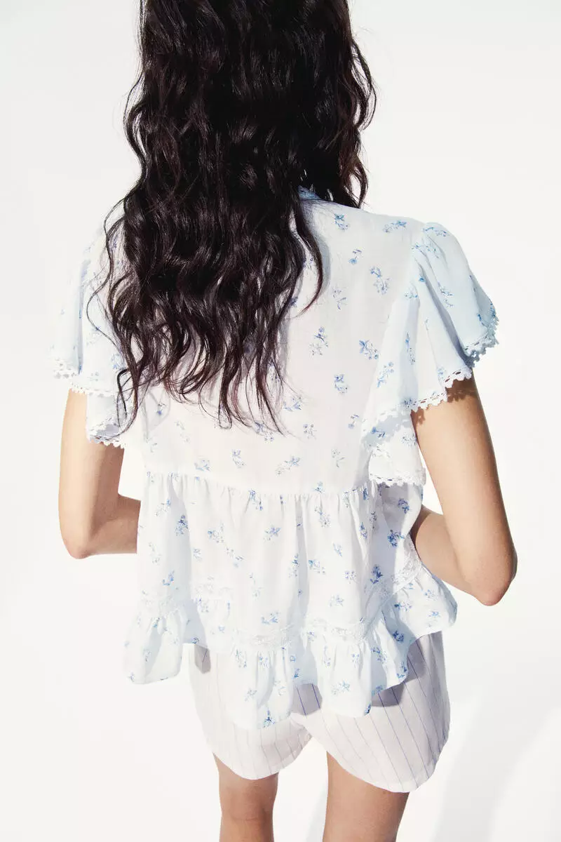 Lace-inset blouse