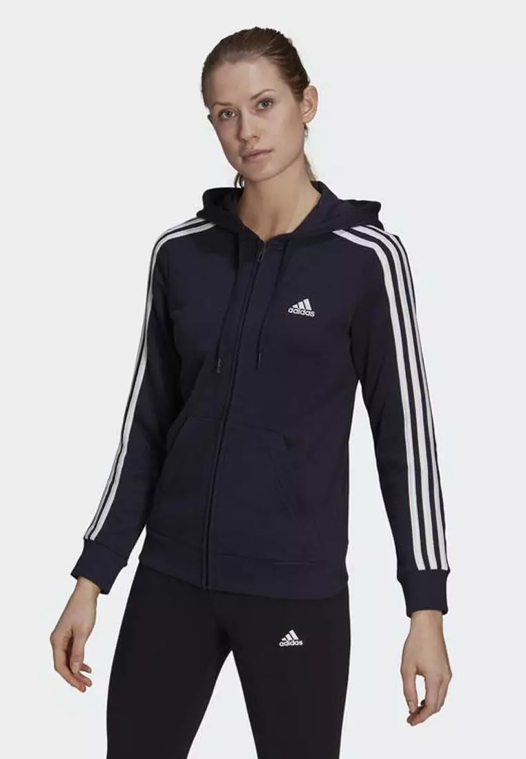 Jual ADIDAS essentials french terry 3-stripes full-zip hoodie Original 2023  | ZALORA Indonesia ®