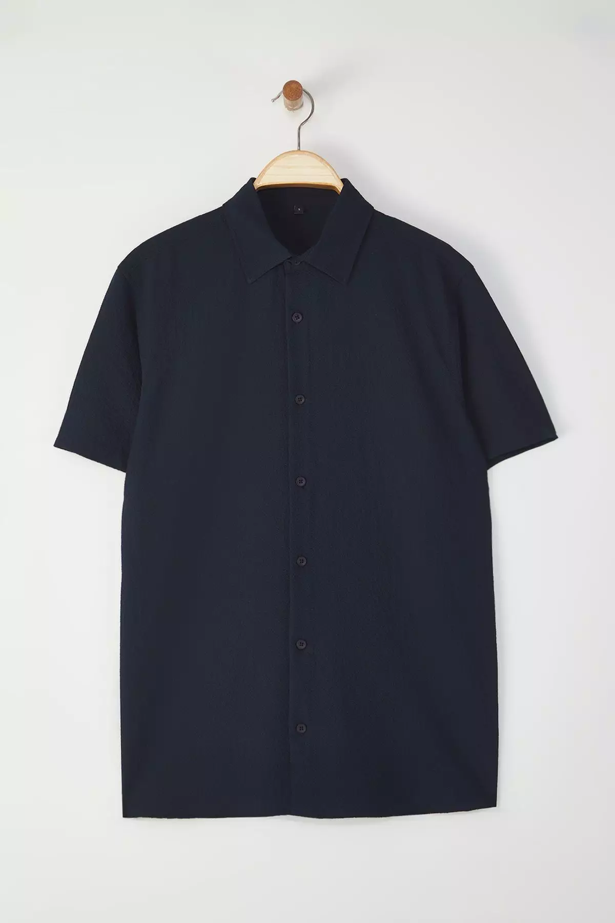 Navy Blue Regular Fit Textured Loose Casual Men's Shirt TMNSS25GO00076