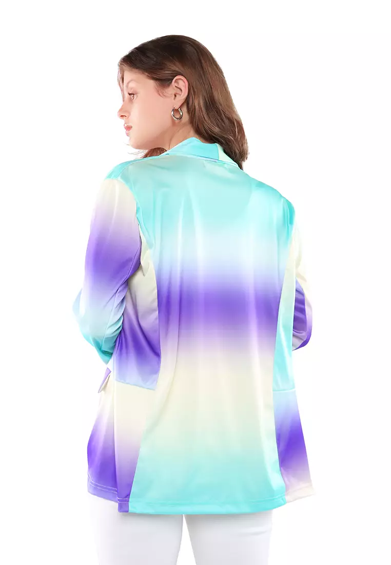 Blazer Semi Kasual Sablon Ungu Glasir