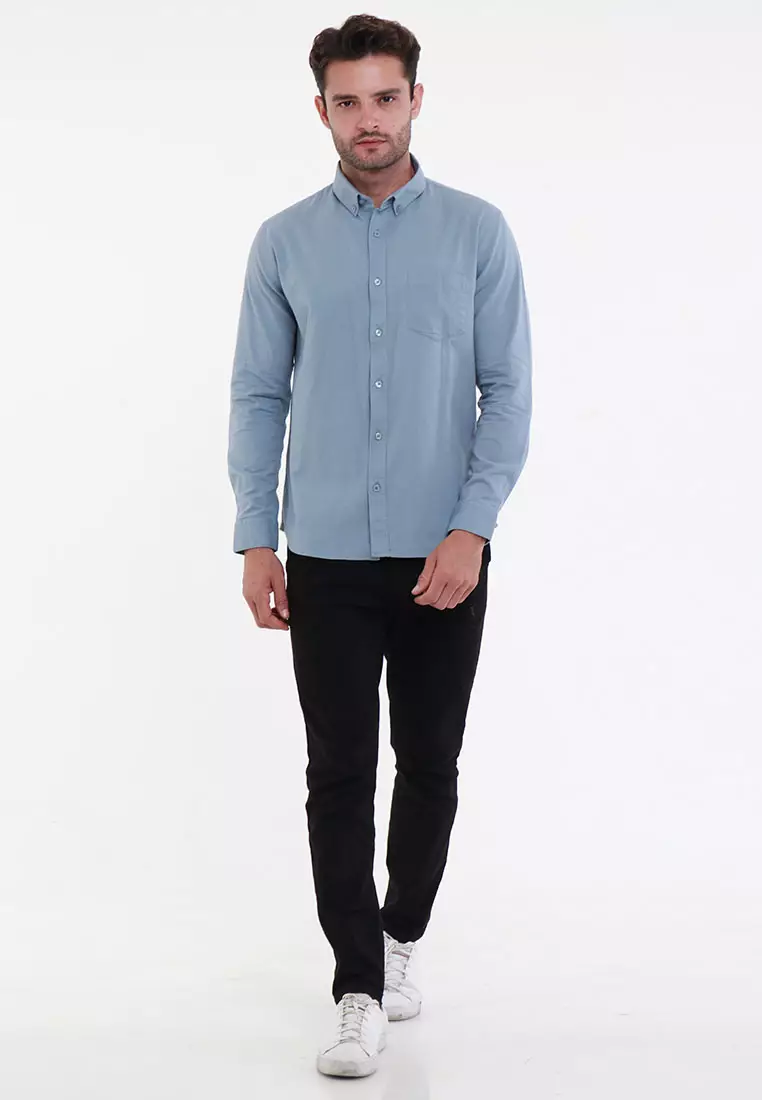 MAGINOT OXFORD 2.0 BLUE Kemeja Casual Slim Fit Lengan Panjang