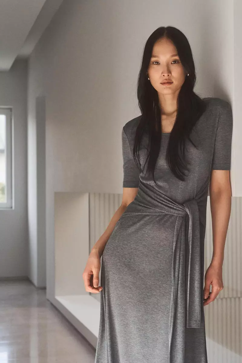 Tie-detail jersey dress