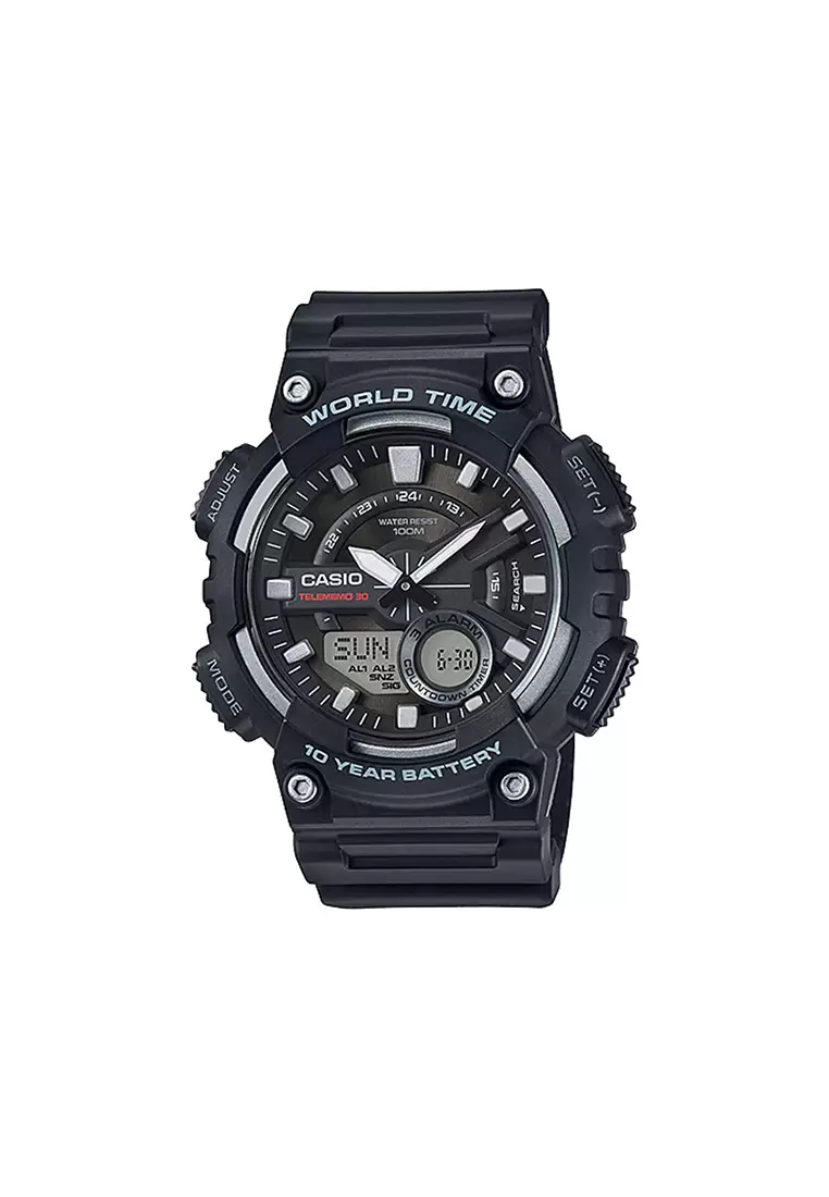 Men's Analog-Digital Watch AEQ-110W-1AV Black Resin Band Sport Watch