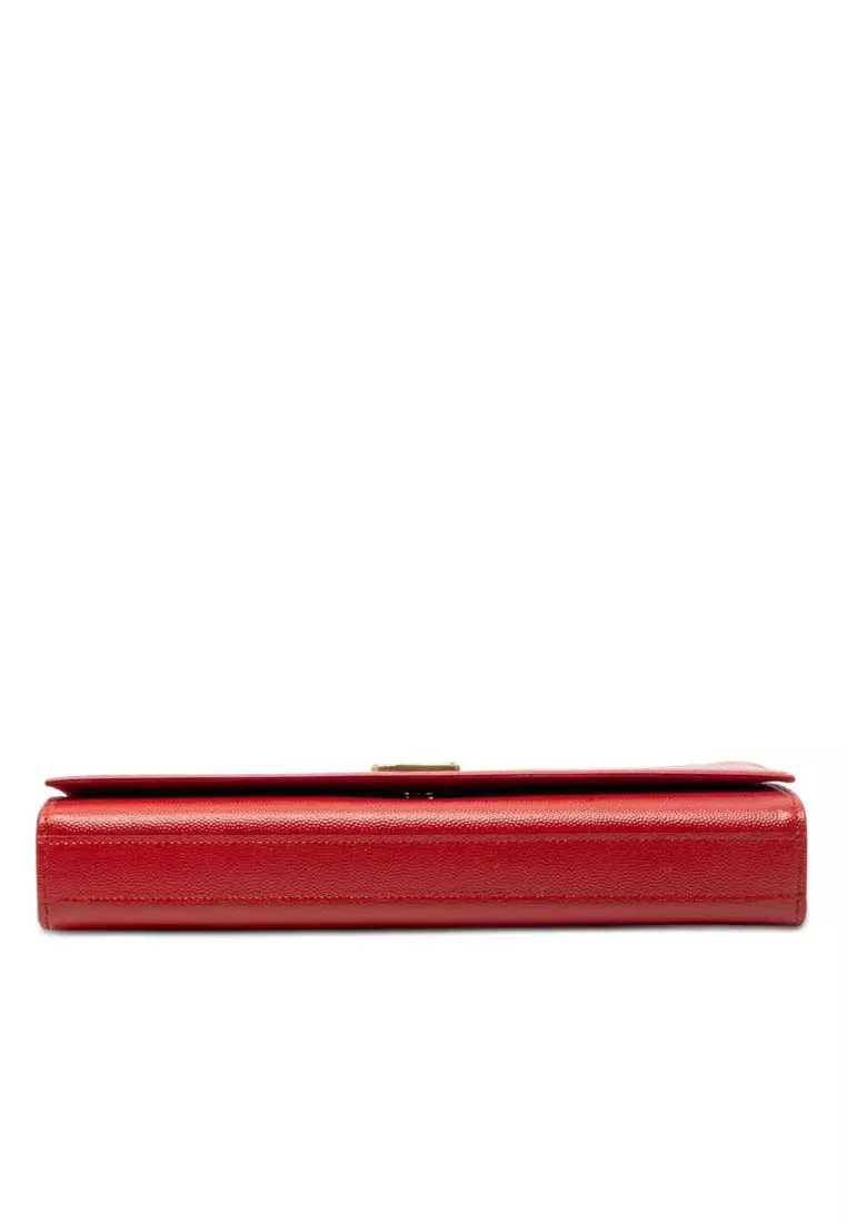 Pre-Loved Saint Laurent Grain De Poudre Monogram Cassandre Clutch