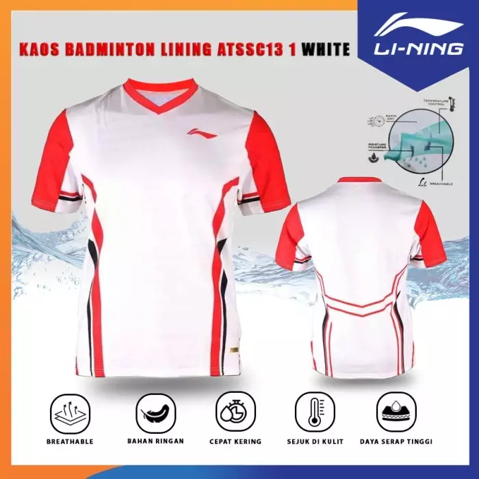 KAOS / JERSEY BADMINTON LINING FOR BADMINTON PLAYER LN ATSSC13-1 / LN ATSSC 13-1 ORIGINAL-WHITE
