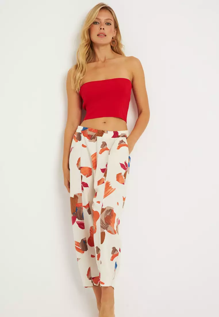 Patterned Linen Shalwar Trousers