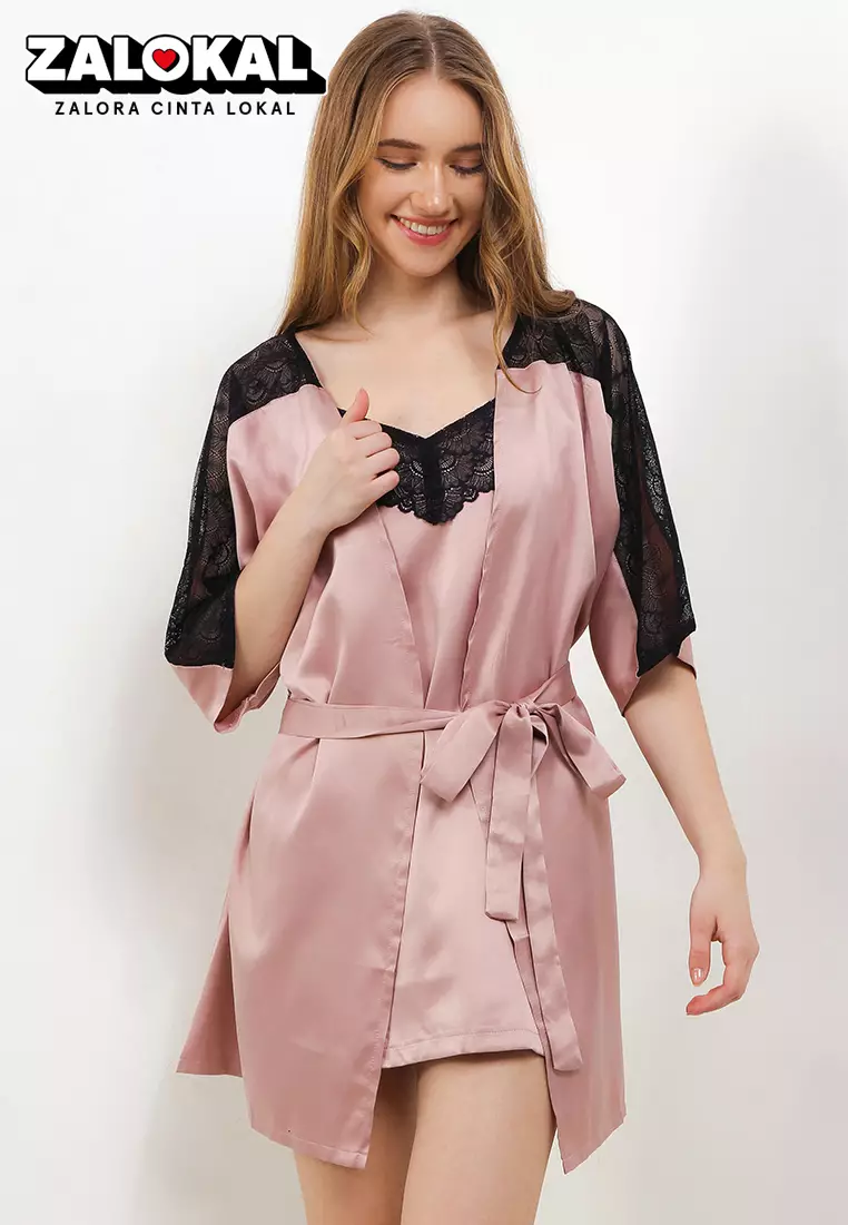Kimono Satin Silk Set Seksi Sexy Daster Tanktop Sleepwear