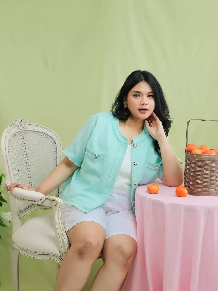 xtramiles Ladies  hyeon tweed top tiffany blue