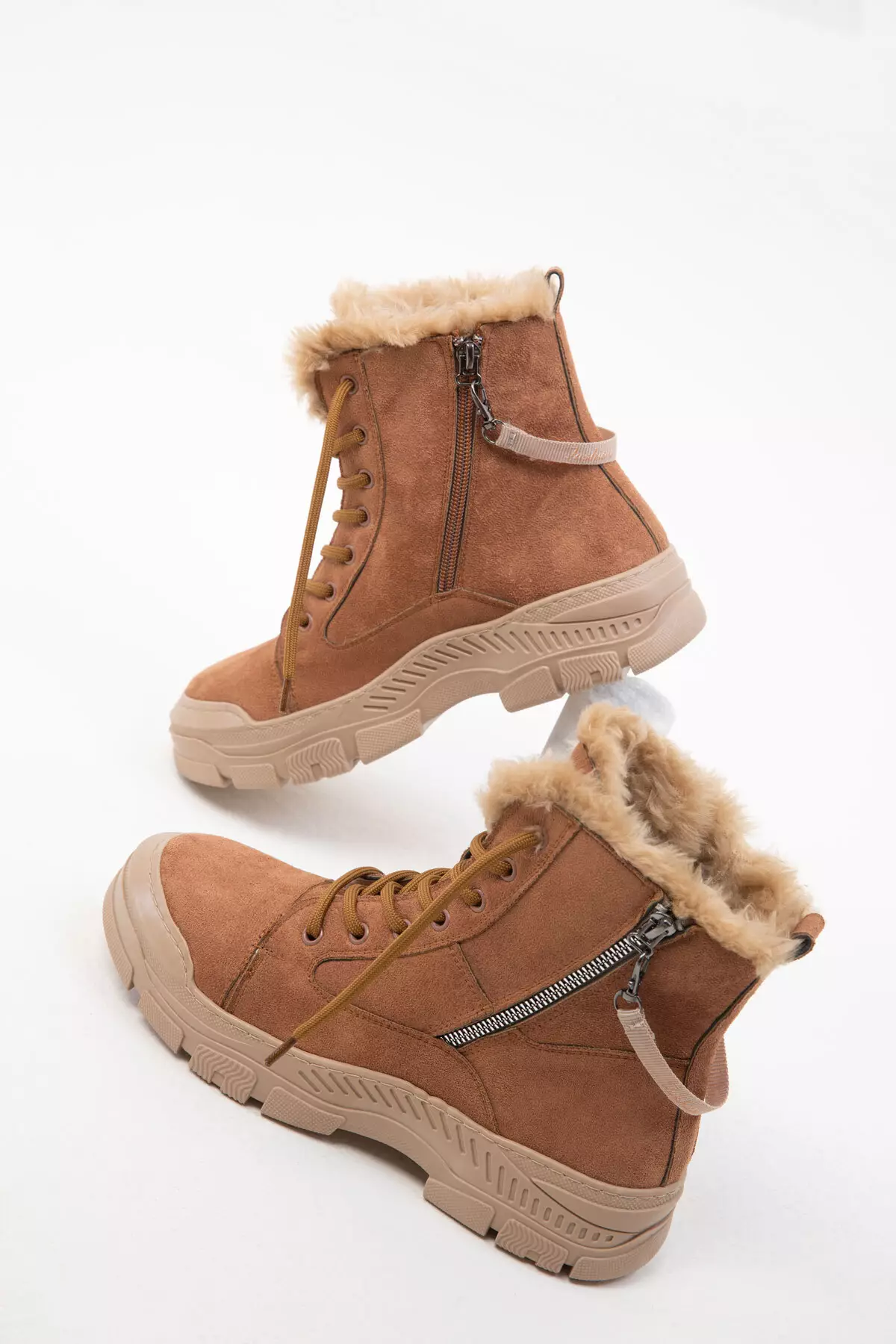 Tan Suede Women's Boots - 20007 Model Bootie