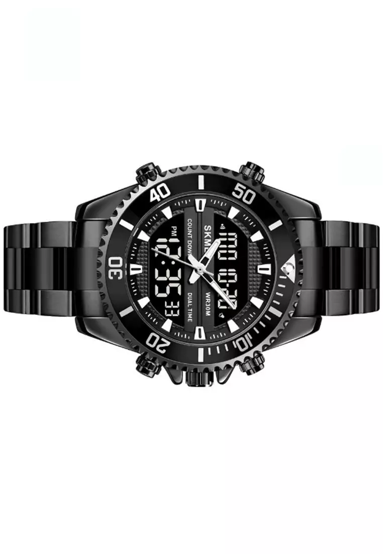 Jam Tangan Pria Analog Digital Waterproof Many Function Strap Tali Material Stainless Steel GN02 ORIGINAL