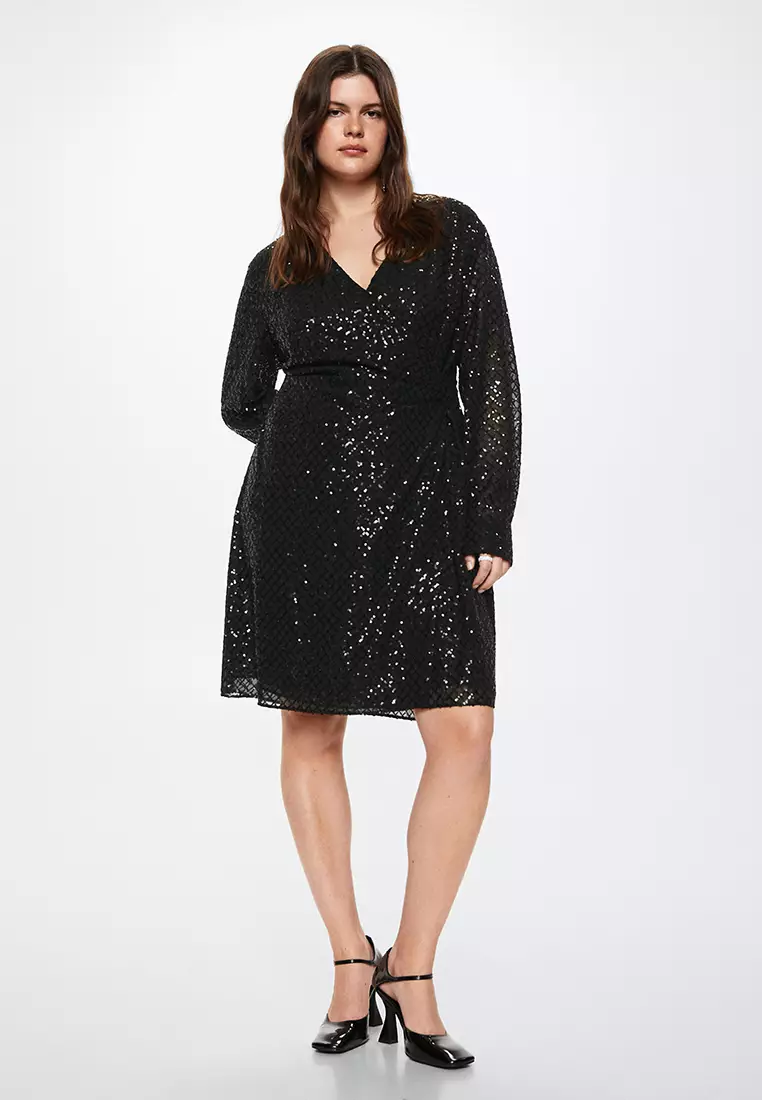 Mango black sequin dress best sale