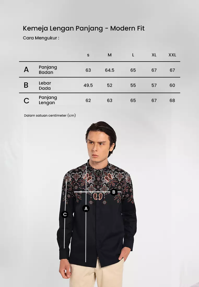 MANZONE - Mahnoor LS - Kemeja Koko Shanghai Lengan Panjang Pria - Black Warna Black