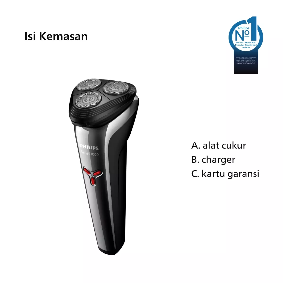 Philips Shaver 3HD 1000 Series S1301/02 Pencukur Jenggot & Kumis