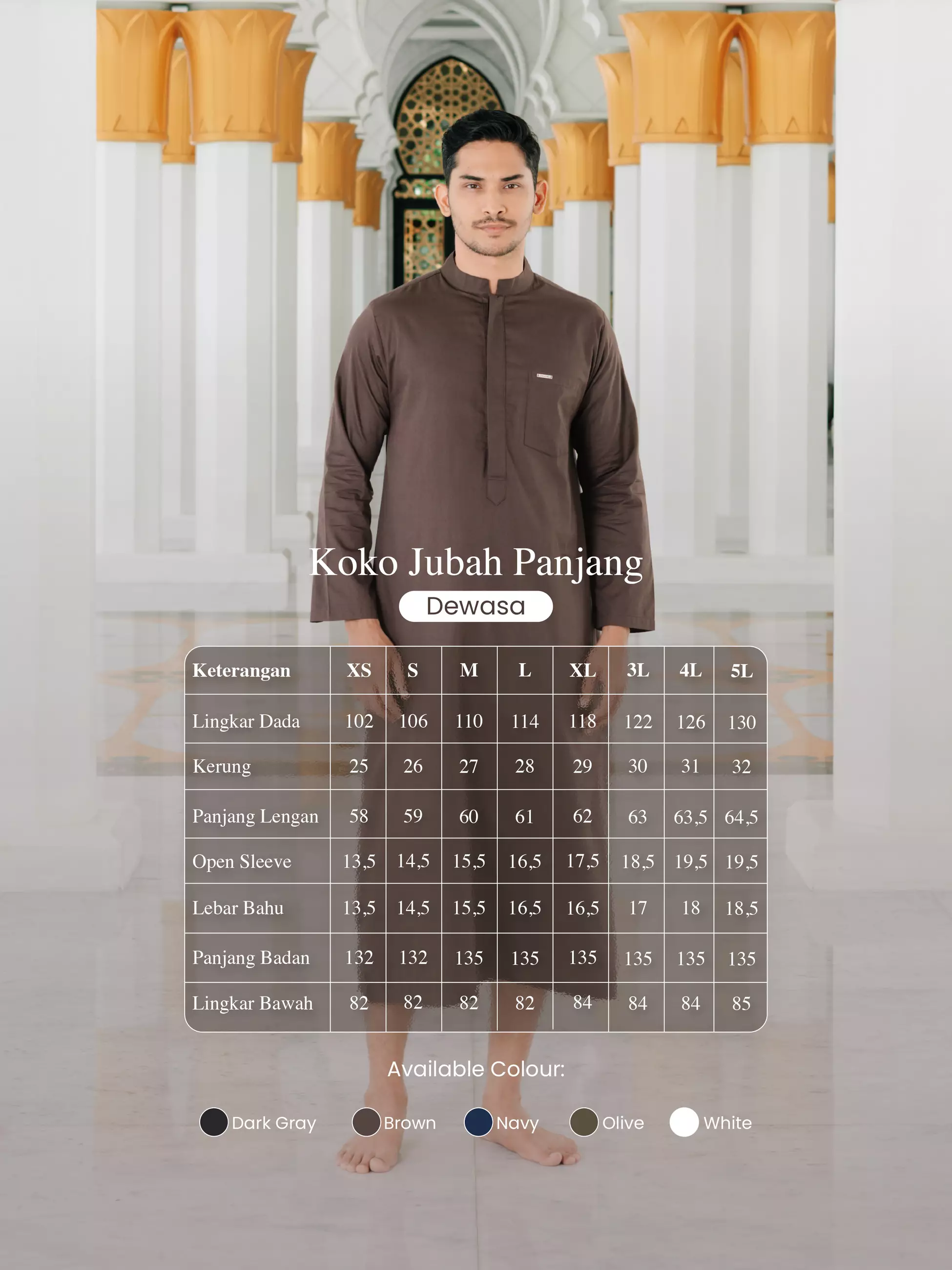 Adyatma Baju Koko Jubah Gamis Pria COTTON COMBED TWILL Mahogany Regular Fit Baju Muslim Pria Lengan Panjang