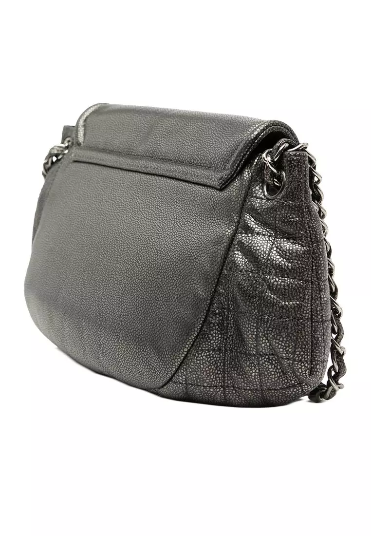Pre-Loved Chanel Large Metallic Caviar Half Moon Flap