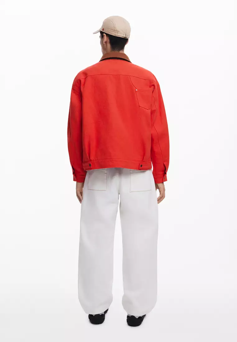 Contrast collar jacket