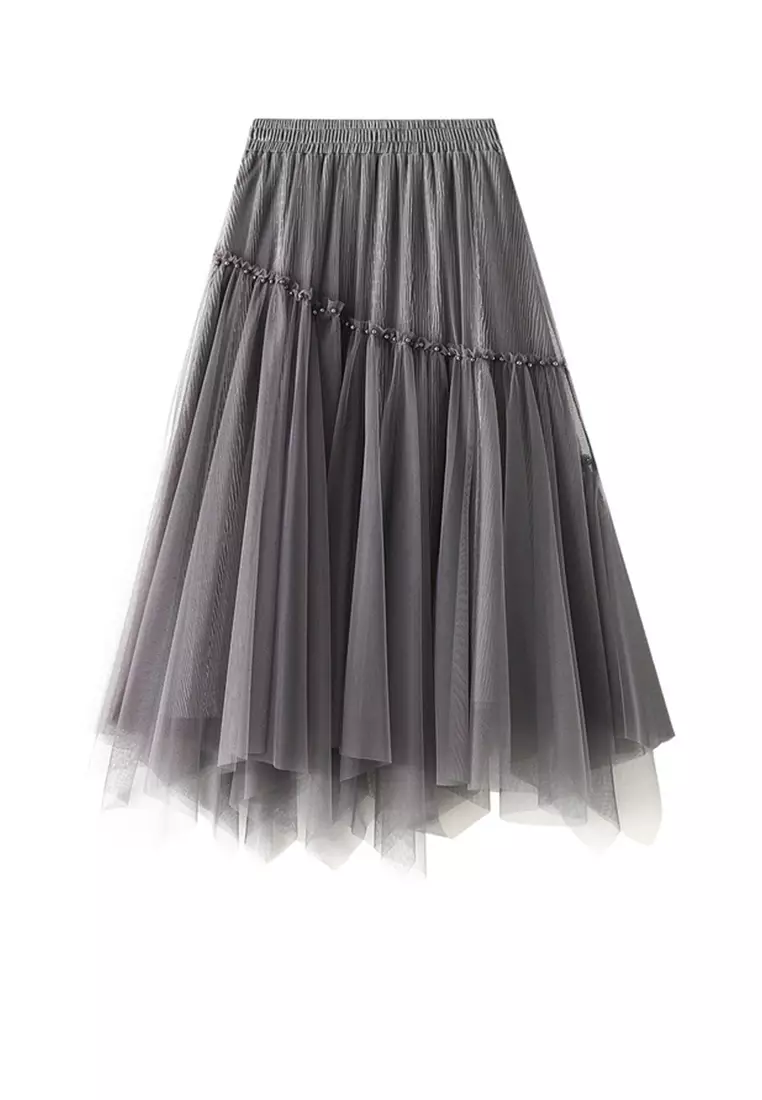 Twenty Eight Shoes Beaded Puffy Mesh Maxi Skirt AF0968