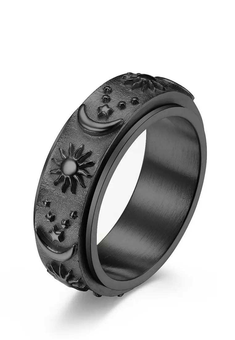 Buy LYCKA JSC10100002 Star Moon Sun 316L Titanium Steel Ring 2024