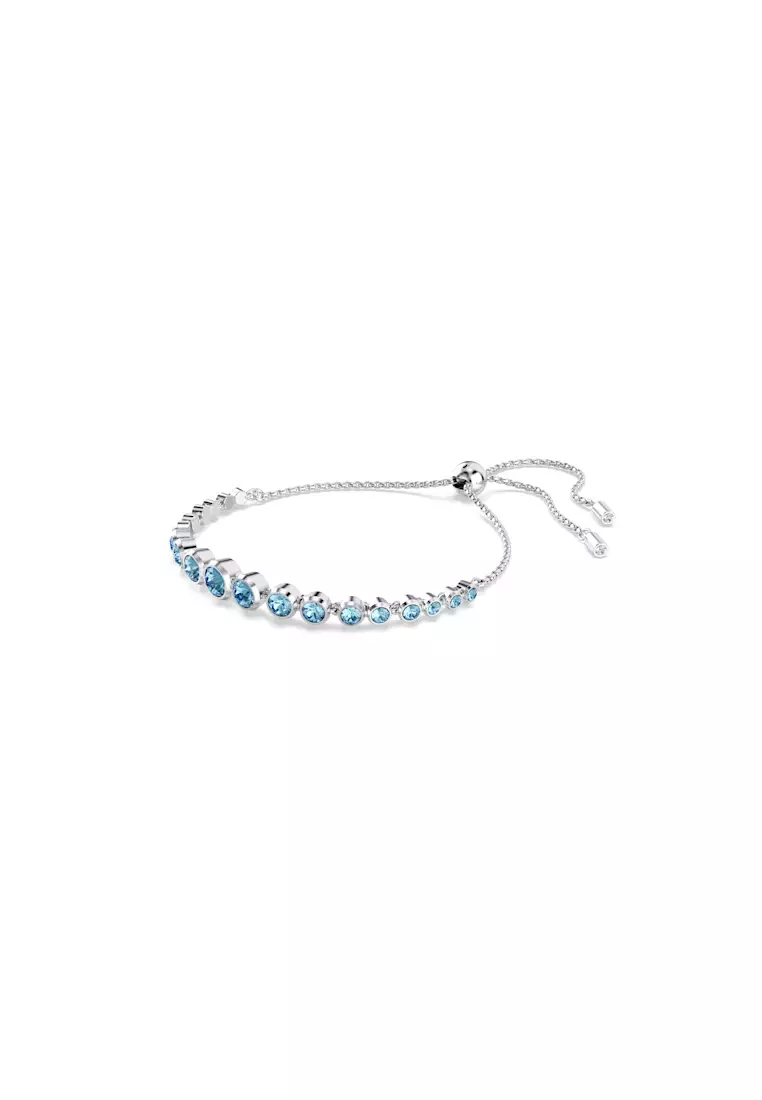 Imber Tennis bracelet, Mixed round cuts, Blue, Rhodium plated