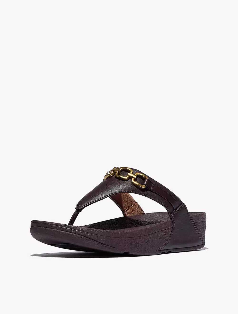 Fitflop Lulu Square-Chain Leather Toe-Post Sandals - Plumberry