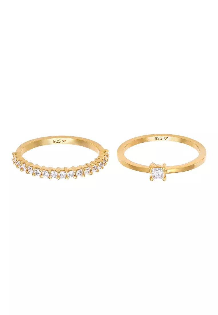 Ring Solitaire Zirconia Gold Plated