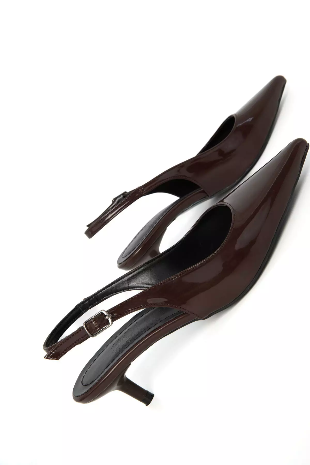 Brown Patent Leather Women'S Classic Heeled Shoes 21266