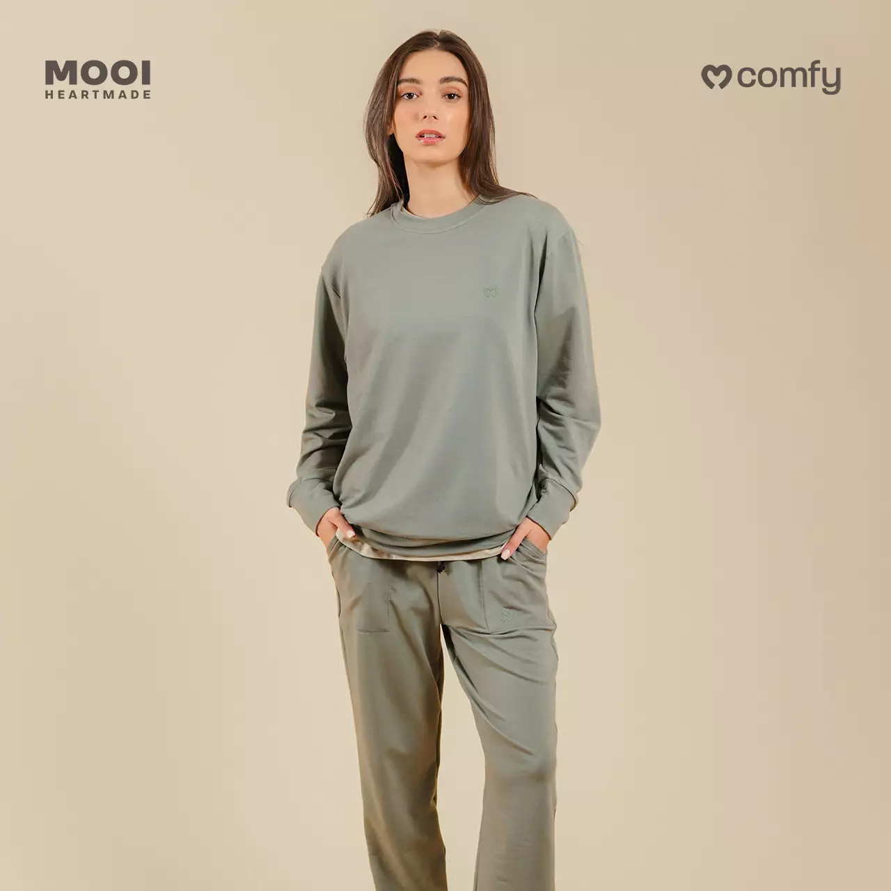 Mooi Sweater Dewasa Unisex Comfy Sweater Basic Adult - Sage Green