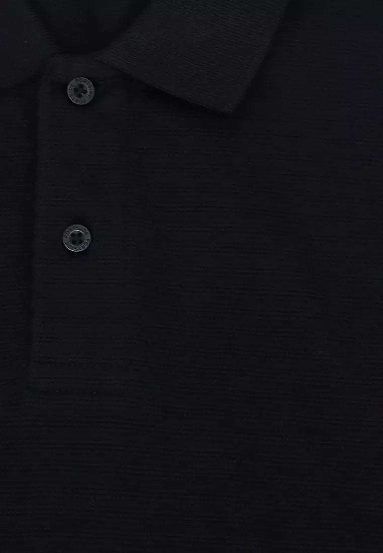 Men's Plain Poloshirt 2 Special Fabric - Black