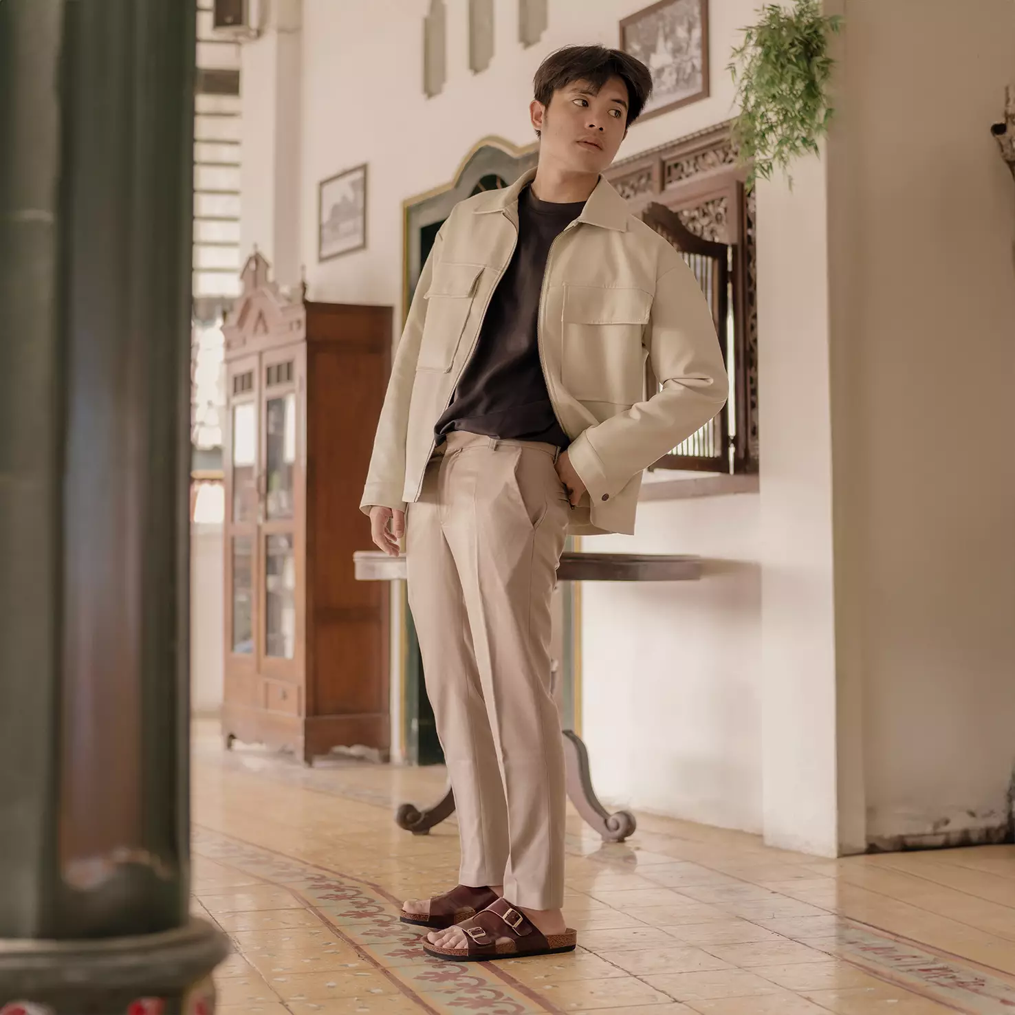 Sendal Pria Marhadi Sandal Slide Kulit Genuine Leather - Karten Maroon